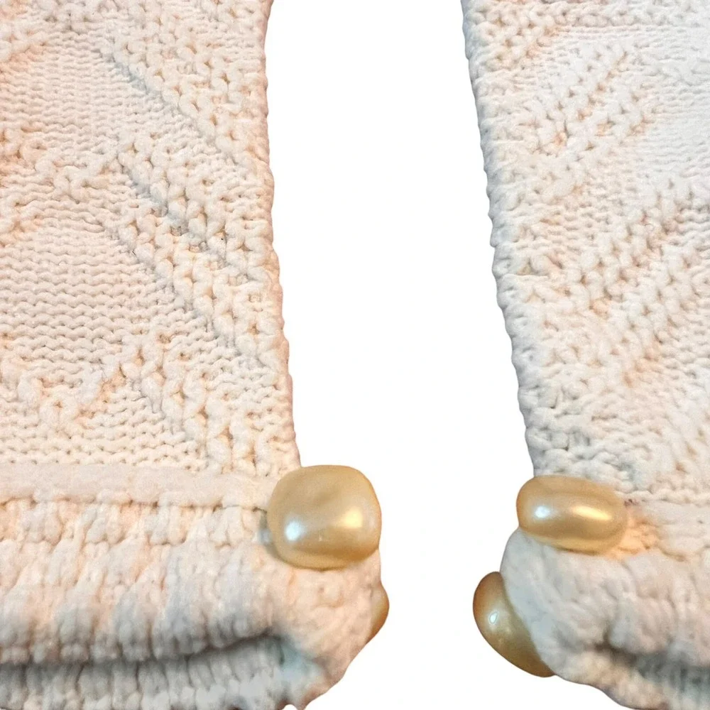 Vintage‎ Childrens/Womens Knit Gloves Pearl Buttons Retro Glam
